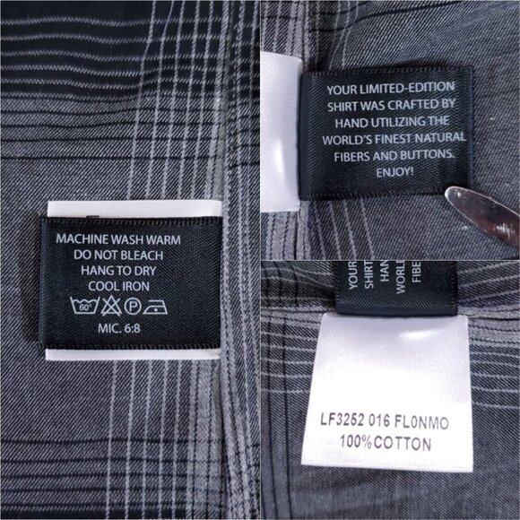 Calder Carmel Limited Edition 1/70 Mens Large Gray Black Windowpane Plaid Shirt - Picture 11 of 13